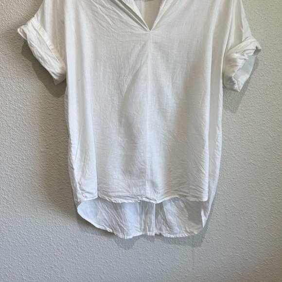 Madewell XS Linen-Blend Hayden Popover Top in White Coastal Boho Lagenlook Beach - Picture 6 of 10